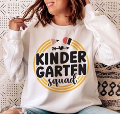 Kindergarten Squad Shirt, Kindergarten Teacher Shirts Svg, Kindergarten Shirts For Teachers, Kindergarten Teacher Shirt, Kindergarten Class Shirts, Cricut Teacher Shirts, Dtf Shirts, Kindergarten Teacher Shirts, Kindergarten Shirts