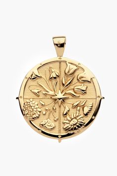 Gold Wreath Necklace, Faberge Jewelry, The Sun Rises, Sun Rises, Pendant Bails, The Four Seasons, Coin Pendant, Gold Coins, Gold Plated Chains