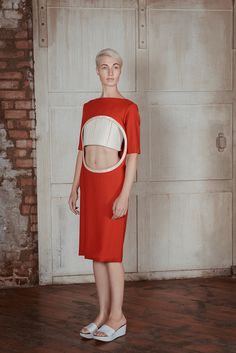 Charlotte Ham Void Red Dress Space Fashion, Geometric Fashion, Future Fashion, Clothes Collection, Karl Lagerfeld