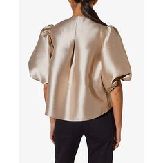 Find Malina Cleo Balloon-sleeve Satin Blouse S on Editorialist. Malina satin blouse100% polyester; lining 97% polyester, 3% elastaneHook-and-eye fasteningOversize balloon sleeves, wide silhouette, hidden hooks in front, round neckMachine wash mildModel is 5ft 10in/1.78m and wears a size smallLightweight, slight stretch Wedding Guest Attire, Guest Attire, Wedding Attire Guest, Soft Beige, Oversized Blouse, Satin Blouse, Holiday Looks, Puff Sleeve Top, Balloon Sleeves