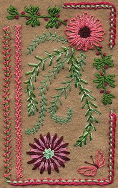 a close up of a piece of cloth with flowers and leaves on it in the middle