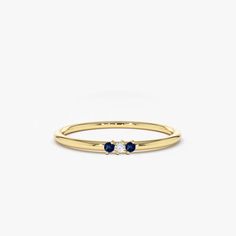 14K Gold 3 Stone Minimalist Diamond Ring – FERKOS FJ Minimalist Diamond Rings, Timeless Ring, Round Sapphire, Sapphire And Diamond Ring, Simple Ring, Hot Jewelry, Local Jewelry, Minimal Jewelry, Sapphire Stone