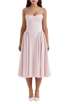 HOUSE OF CB Samaria Corset Fit & Flare Dress | Nordstrom Feminine A-line Midi Dress With Ruched Bodice, Fitted Midi Corset Dress With Pleated Bodice, Feminine Fitted Midi Dress With Lined Bodice, Fit And Flare A-line Corset Dress With Lined Bodice, Fitted A-line Corset Dress With Lined Bodice, Sleeveless Fit And Flare Corset Dress With Lined Bodice, Fitted Midi Dress With Sweetheart Neckline And Bust Darts, Feminine Fitted Midi Dress With Boned Bodice, Feminine Midi Dress With Boned Bodice