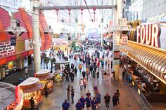 an overhead view of a shopping mall filled with people