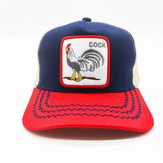 A trucker baseball hat with a cotton sweatband from The Farm line. Fabric: 57% polyester, 43% cotton- Colors subject to fading over time Brim: 2 1/2" Backstrap: Snap Sweatband: Poly blend Mesh Trucker Snapback Hat, Mesh Trucker Hat Snapback, Sports Trucker Hat With Mesh Back, Six-panel, Western-themed Snapback Trucker Hat, Mesh Trucker Snapback Baseball Cap, Mesh Hat, Hat Fashion, Farm Animals, Baseball Hats