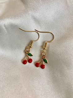 Earrings Aesthetic, Fruit Earrings, Earrings Red, Red Earrings, Keep Jewelry, Ear Jewelry, Cute Earrings