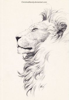 a black and white drawing of a lion's head with its eyes closed, looking to the left