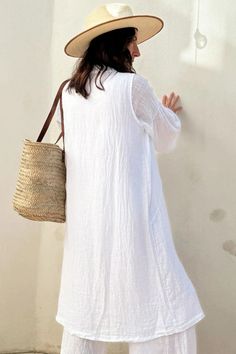 Summer Work Outfits. Chic European Fashion for women over 50. Wonderfully light, long sleeveless linen vest made of soft treated linen. Neat collar, shape pleats on the sides, button fastening on the front. #bypias Work Outfits Chic, Outfits For Casual, Linen Vest, Summer Work, Summer Work Outfits, Outfits Chic