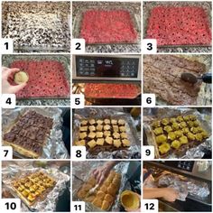 the process of making desserts is shown in many different pictures, including baking them