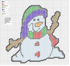 a cross stitch snowman holding a baseball bat