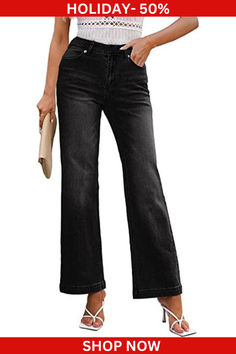 Experience the ultimate in denim design with our Seamed Front Wide Leg Jeans. Their unique front seam and wide-leg cut ensure you stand out in any crowd, while the premium fabric promises to move with you. Mid-rise Dark Wash Wide Leg Pants For Fall, Elegant Wide Leg Jeans With Five Pockets, Elegant Wide-leg Jeans With Five Pockets, Black Wide Leg Cropped Jeans For Work, Elegant Straight Leg Jeans With Pockets, Elegant Wide Leg Relaxed Fit Jeans, Elegant High Rise Cotton Flare Jeans, High-waisted Workwear Flare Jeans With Five Pockets, Dark Wash Wide Leg Jeans For Work