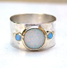 Unique Engagement Ring, White Opal Ring ,Statement Rings, Multistone Rings, Wedding Ring, Gemstone R Silver Moonstone Ring With Ethiopian Opal, Silver Ethiopian Opal Ring, Silver Multi-stone Ethiopian Opal Ring, Silver Ethiopian Opal Ring With Multi-stones, Silver Ethiopian Opal Ring With Multiple Stones, Silver Ethiopian Opal Multi-stone Ring, Khazana Jewellery, Opal Solitaire Ring, Blue Opal Ring