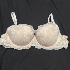 New Never Worn White/Cream Colored Victoria’s Secret Dream Angels Lightly Lined Lace Demi-Bra Size 34b Feminine Beige Bra With Lace Trim, Feminine Beige Lace Trim Bra, Victoria's Secret Feminine Beige Bra, Feminine Beige Victoria's Secret Bra, Victoria's Secret Feminine Lace Trim Bra, Feminine Cream Bra With Padded Cups, Cream Lace Bra Partially Lined, Cream Lace Bra With Lace Trim, Victoria's Secret White Bra With Removable Pads