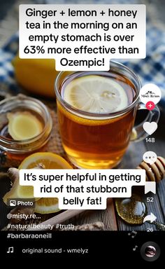 Natural Ozempic Drink, Lemon Balm Drink Ozempic, Ginger Tea For Colds, Sick Remedies, Medical Herbs, Healing Remedies, Natural Healing Remedies, Honey Tea