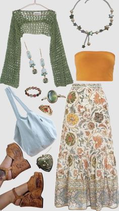 Earthy Aesthetic Outfits Plus Size, Girly Clothing Aesthetic, Spring Fairycore Outfits, Spring Outfits For Church, Spring Cottagecore Outfits, Crochet Outfits Aesthetic, Vintage Cottagecore Outfits, Fairycore Dark