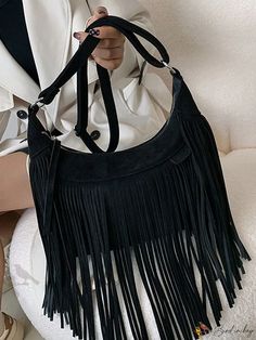 Bird in Bag - Solid Decorative Finge Hobo Bag Trendy Fringe Bags For Shopping, Trendy Fringe Satchel Shoulder Bag, Trendy Fringed Satchel Shoulder Bag, Trendy Fringe Satchel Bag, Trendy Fringed Satchel Bag, Trendy Fringe Shoulder Bag For Shopping, Trendy Satchel Bag With Fringe, Trendy Rectangular Bag With Fringe, Trendy Fringe Shoulder Bag