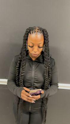 Jumbo braids ❤️‍🔥 #womenlocs #womenlocstyles #atllocs #dmvlocs #dmvloctician #extendedstyles #dmvloctician #dmvlocstylist #dmvlocstyles… | Instagram Long Locs Ponytail, Locs In Braids, 2 Braids With Locs, Winter Loc Styles, Hair Styles Over Locs, Extended Loc Styles, Braids Over Locs Protective Styles