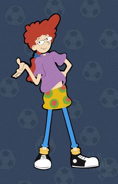 a cartoon character with red hair and glasses