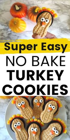 no bake turkey cookies with text overlay