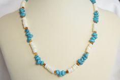 "Follow us on instagram @my_menagerie_vintage or #mymenagerievintage Be sure to \"heart\" our shop! You'll receive notifications for sales and new items. Check shop announcements! www.etsy.com/shop/MyMenagerieVintage Pretty beaded necklace with irregular turquoise beads (not sure if they are resin or real), clear amber-colored beads, and white shell-like beads. This piece is in good pre-owned vintage condition. There is some darkening of the metal clasp. Check our other vintage pieces www.etsy.c Chip Jewelry, Short Necklaces, Shell Beads Necklace, Silver Jewelry Cleaner, Puka Shell Necklace, Beach Necklace, Vintage Beads Necklace, Beach Necklaces, Puka Shell