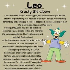 an image of a cartoon character with the words leo and krusty the clown