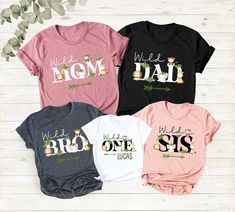 Family Safari Matching Shirts, Birthday Zoo Shirts, Two Wild, Wild One, Wild One Birthday, Mom and Dad Wild Shirt, Wild Safari Shirts  Hi!  Welcome to the Goshirtly! It's great to see you here! BLACK TEXT is used for Yellow, Heather Peach, White, Athlethic Heather, Light Blue, Mint, Pink Shirts. Other colored shirts have white text. F I T ∙ & ∙ S I Z I N G : -->Women's sizes are narrower than the waist -->Sleeves are rolled up in some product pictures. They do not come rolled up on delivery. T I Zoo Shirts, Matching Birthday Shirts, Two Wild, Wild One Birthday, Wild Safari, Safari Shirt, Text Shirt, Birthday Mom, Safari Birthday