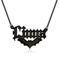 PRICES MAY VARY. Halloween Name Necklace:This custom name necklace contains a gothic design, echoing the mysterious atmosphere of Halloween, it can be perfectly matched with Halloween costumes and is an indispensable jewelry. Halloween Necklace for Women: Halloween necklaces have elements such as bats, ghosts, pumpkins, spiders, witch hats, witch brooms, and can be customized with your name to give you a different Halloween experience and make you stand out. Bat Necklace for Women: Bats represen Gothic Necklaces For Halloween Costume Party, Punk Style Necklace For Halloween Gift, Emo Style Necklace For Halloween, Halloween Gothic Necklaces With Adjustable Chain, Gothic Halloween Necklaces With Adjustable Chain, Halloween Gothic Necklace With Adjustable Chain, Black Themed Necklace For Halloween, Halloween Themed Black Necklace, Themed Black Necklace For Halloween