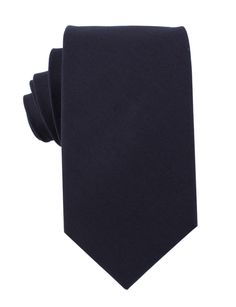 Navy Blue Cotton Necktie OTAA Dapper Solid Color Ties, Dapper Solid Ties For Black Tie Occasions, Tailored Blue Formal Tie, Elegant Navy Accessories For Black Tie Suit, Solid Dapper Ties For Formal Occasions, Semi-formal Navy Standard Tie, Fitted Black Tie Neckwear In Solid Color, Elegant Navy Ties For Black Tie Events, Elegant Navy Tie For Formal Occasions