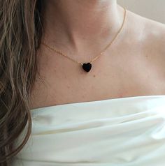 Black Sweetheart Zirconia Necklace, Large Colour Heart Gold Necklace, Women's Heart Jewelry Necklace, Gift For Her   *14K Gold Plated Necklace*Long Lasting Colour*Allergy Prevention *The necklace is gold plated long lasting colour, that means is not a classic gold plated, is coated with a thick layer of gold filled so it keeps its colour for longer.❤️ ♥️ Unique Jewellery just for You ♥️ These are perfect gifts for bridal, bachelor party, best friends, mothers, etc. Beautiful Zirconia Heart 14-15 Party Best Friends, Heart Gold Necklace, Time Limit, Zirconia Necklace, Dainty Chain, Gold Heart Necklace, Necklace Long, Classic Gold, Gold Plated Necklace