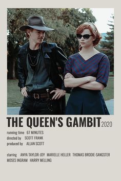 the queen's gambit poster with two people standing next to each other