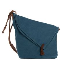 Waxed Canvas with Leather Strap Sling Bag - Blue - Blue Sebe Handmade Leather Bags Sew A Bag, School Bag College, Canvas Duffle Bag, Waxed Canvas Bag, Bag College, Canvas Leather Bag, Handmade Leather Bags, Leather Camera Bag, Mens Travel Bag