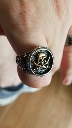 Retro Pirate Stainless Steel Skull Ring – GTHIC Engraved Metal Skull Ring As A Gift, Gift Engraved Stainless Steel Skull Ring, Symbolic Stainless Steel Skull Ring As Gift, Gift Skull Ring In Stainless Steel, Gift Stainless Steel Skull Ring, Adjustable Skull Print Rings For Gift, Vintage Skull Print Jewelry As Gift, Vintage Skull Print Jewelry Gift, Vintage Skull Print Jewelry For Gift