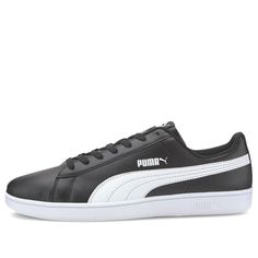 PUMA Up 'Black White' 372605-01 (SNKR/Retro/Skate/Casual/Unisex/Low Top) Classic Black Sneakers With Logo Print, Classic Skate Shoes For Sports, Casual Low-top Skate Shoes With Logo Print, Retro Black Sneakers For Sports, Black Casual Sneakers For Skateboarding, Casual Leather Skate Shoes With Logo Print, Casual Lace-up Skate Shoes With Logo Print, Casual Black Skateboarding Sneakers, Classic Black Skate Shoes With Branded Insole