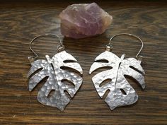 Leaf earrings Monstera hoop earrings tropical leaf by AdrianaSoto Handmade Leaf-shaped Metal Earrings, Handmade Metal Leaf-shaped Earrings, Silver Leaf-shaped Brass Earrings, Handmade Adjustable Leaf-shaped Earrings, Handmade Leaf-shaped Metal Jewelry, Handmade Metal Leaf Jewelry, Handmade Metal Leaf-shaped Jewelry, Monstera Leaf Earrings, Leaf Ornament