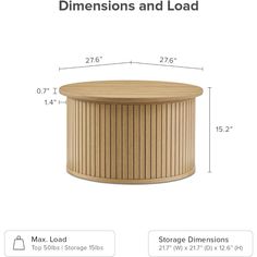 an image of a wooden table with measurements