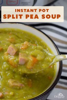 instant pot split pea soup in a bowl