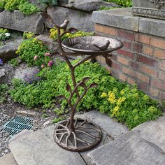 Invite birds to play in your backyard with our Cast Aluminum 33-in Branch and Leaf Bronze Bird Bath. This traditional style sculpture will look good in your yard alone or among other pieces. It's perfect for attracting birds to bathe, drink and eat! This bird bath takes only a few minutes to set up making it a perfect gift for anyone. Unlike the other cheap low quality concrete and plastic resin bird baths, this one is constructed out of all solid cast aluminum. The weight of the bird bath is pe Metal Bird Bath, Bird Baths, How To Attract Birds, Manufactured Stone, Metal Birds, Two Birds, Porcelain Mosaic, Kitchen Mirror, Lantern Candle Holders