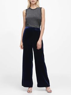 Chic Wide-leg Velvet Pants, Chic Velvet Wide Leg Pants For Work, Chic Velvet Wide Leg Pants, Chic Velvet Wide Leg Pants For Parties, Chic Velvet Pants For Night Out, Velvet Pant, Velvet Pants, Stretch Velvet, Pull On Pants