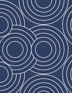 an abstract blue and white pattern with circles on the side, as well as lines in the middle