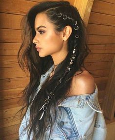 Pirate Hair, Fun Hairstyles, Hair Styles 2017, Festival Hair, Hair Rings, Boho Hairstyles, Long Curly Hair, Long Black, Hair Designs