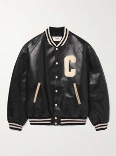 Leather Varsity Jackets, Adidas Crazy, Biker Jackets, Mens Designer Fashion, Leather Logo, Leather Design, Mr Porter, Biker Jacket, Hoodie Jacket