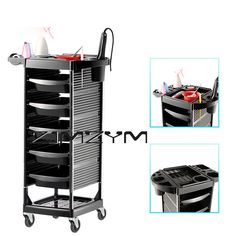 this is an image of a cart with many items on it and two pictures of the same item