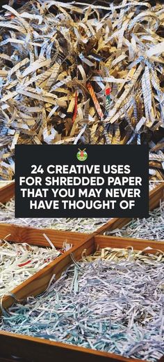 two wooden boxes filled with shredded paper and the words creative uses for shadow maker that may never have thought of