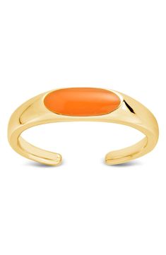 Inlaid enamel adds a pop of color to a retro ring created with groovy style. 2-5mm band width Sterling silver or 14K gold plate/enamel Imported Gold Enamel Rings In Modern Style, Modern Gold Rings With Enamel, Modern Gold Enamel Ring With Polished Finish, Gold Oval Enamel Ring With Black Detail, Modern Yellow Gold Enamel Ring With Polished Finish, Modern 14k Gold Enamel Ring, Gold Enamel Ring For Anniversary, Gold Enamel Anniversary Ring, Anniversary Gold Enamel Ring