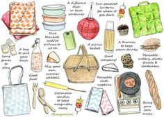 an illustration of various items that are in the shape of purses and handbags