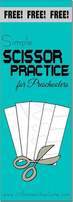 a poster with scissors on it that says, simple scissor practice for preschoolers