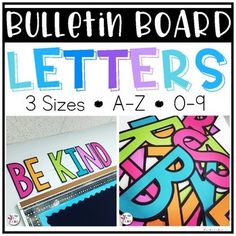 the bulletin board is full of letters and numbers for students to use in their classroom