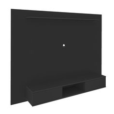 a black wall mounted shelf with two drawers on each side and an opening to the bottom