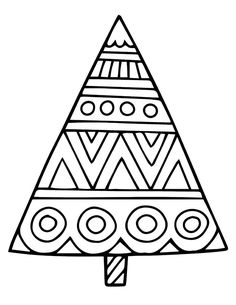 a black and white drawing of a christmas tree