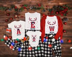 Get your family ready for the holiday season with these personalized Family Christmas Name Shirts! Each shirt is beautifully monogrammed with your family name, making it a unique and special addition to your Christmas celebrations. Whether you're taking family photos, attending holiday parties, or just enjoying a cozy night in, these shirts are perfect for spreading the Christmas spirit. Made from high-quality materials, these Monogrammed Family Christmas Shirts are sure to be a hit with your loved ones and make unforgettable memories for years to come. Order yours today and make this holiday season extra merry and bright! *Processing time is 1 business day (exceptions may apply during holiday seasons). Delivery time depends on your shipping type selection and location. Please check the es Xmas T Shirts, Name Shirts, Matching Christmas Shirts, Personalized Matches, Christmas Names, Xmas Tees, Christmas Matching, Womens Tank Top, Look Retro